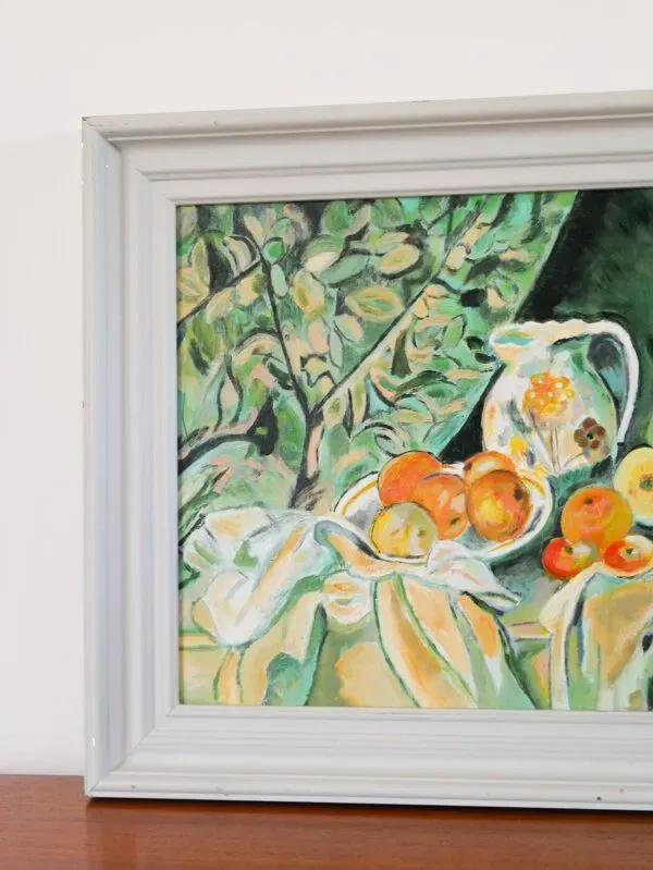 Illustration numéro 2 du produit Joli tableau, huile sur carton, nature morte d'après Cézanne, Vert Orange