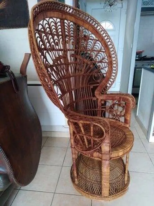 Illustration numéro 2 du produit Fauteuil Emmanuelle vintage en osier