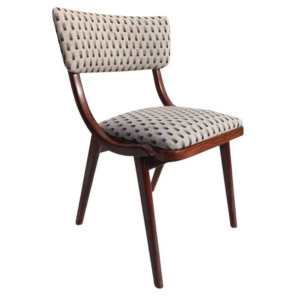 Illustration numéro 2 du produit Chaise Bumerang Mid-Century Modern, Jacquard blanc crème clair, Pologne, années 1960