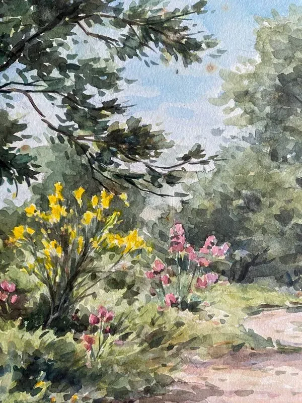 Illustration numéro 2 du produit Tableau Aquarelle Jeep Nefkens (1926/1999) Aquarelle ''Le Jardin