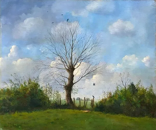 Illustration numéro 2 du produit Tableau Jean Paul Barré, HST ''La fin de l'hiver'' Paysage de Brière