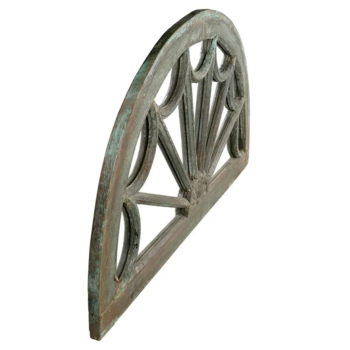 Illustration numéro 2 du produit Miroir en bois massif patiné en demi-lune