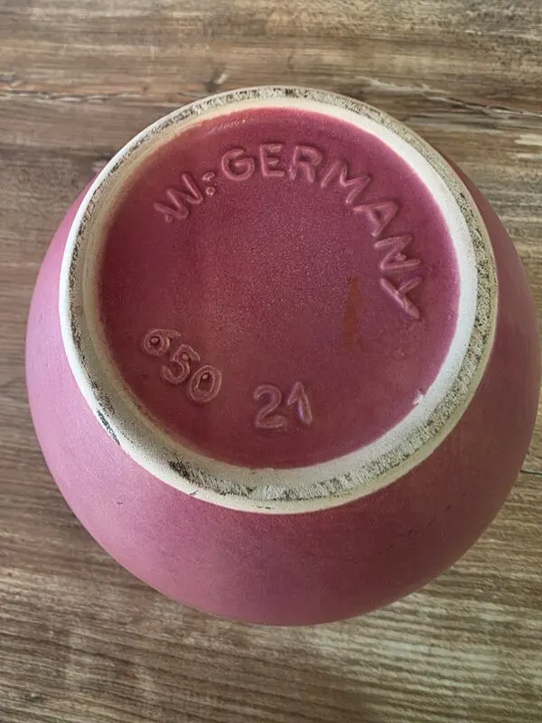 Illustration numéro 2 du produit Vase boule West Germany 650-21 scheurich Rose poudré vintage 70s