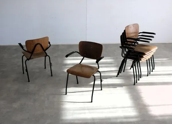 Illustration numéro 2 du produit ensemble de 6 chaises de salle à manger industrielles