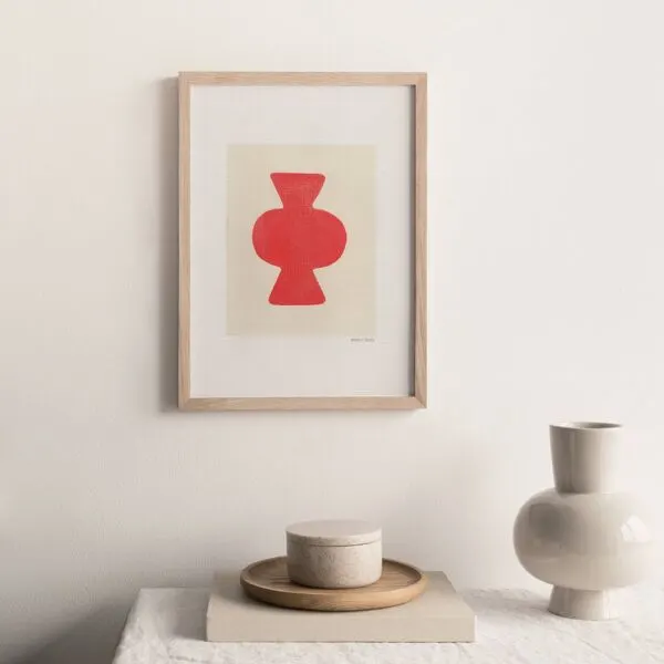 Illustration numéro 2 du produit Peinture abstraite sur papier col.rouge primaire signée Eawy