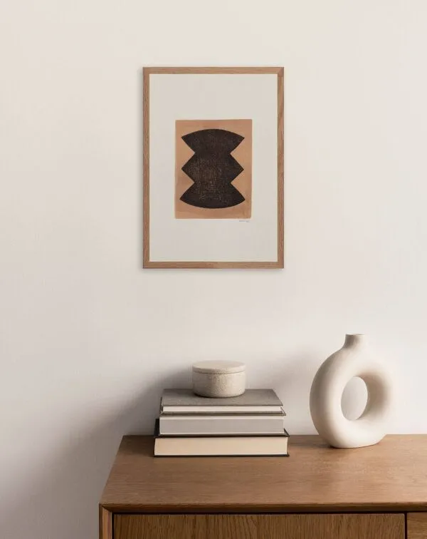 Illustration numéro 2 du produit Peinture abstraite sur papier encadrée signée Eawy col. marron et noir