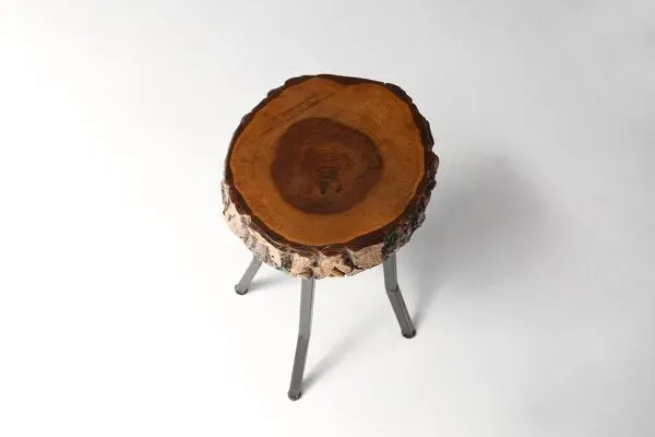Illustration numéro 2 du produit Tabouret rustique en tronc d'arbre, France années 1940