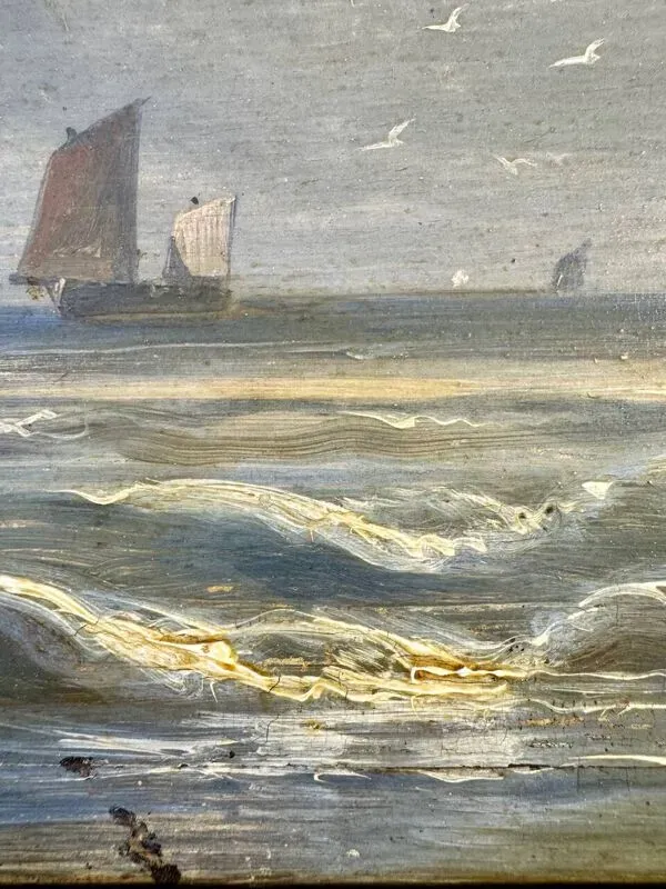 Illustration numéro 2 du produit Tableau, Marine sur la côte d’Opale XIX siècle