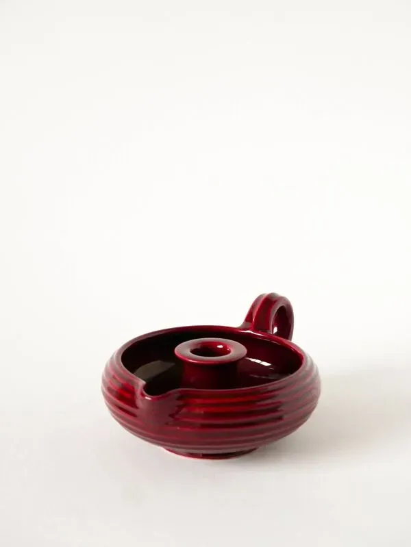 Illustration numéro 2 du produit Grand bougeoir en céramique, Bordeaux, signé Vallauris, 1970