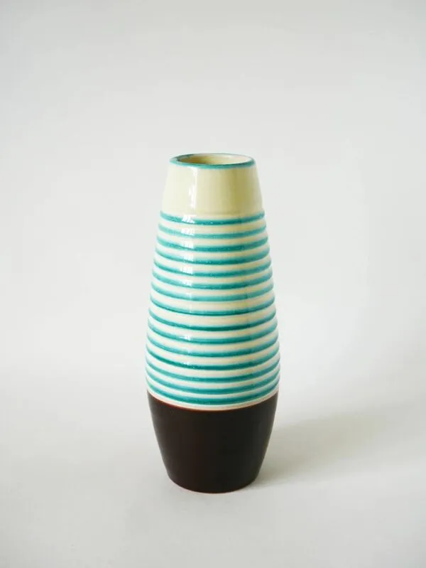 Illustration numéro 2 du produit Vase en céramique, bleu et marron, Keralit, Tchécoslovaquie, 1960