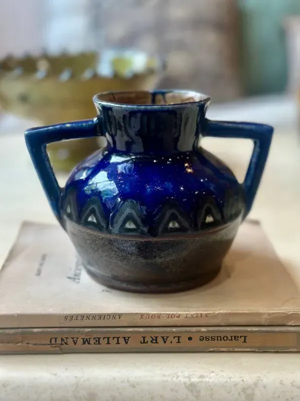 Illustration numéro 2 du produit Vase céramique bleu grès émaillé Odetta Faïencerie HB Quimper Bretagne art