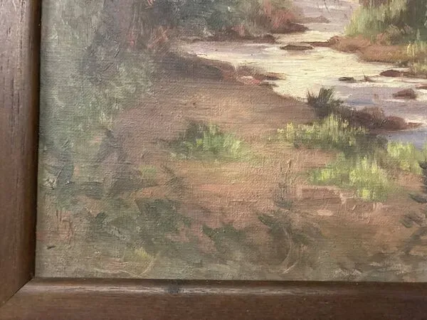 Illustration numéro 2 du produit Paysage au ruisseau, huile sur toile signée