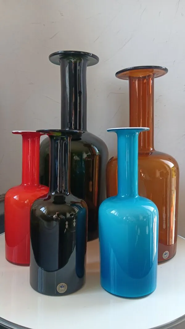 Illustration numéro 2 du produit Ensemble de 5 gulvase de otto brauer pour holmegaard- danemark