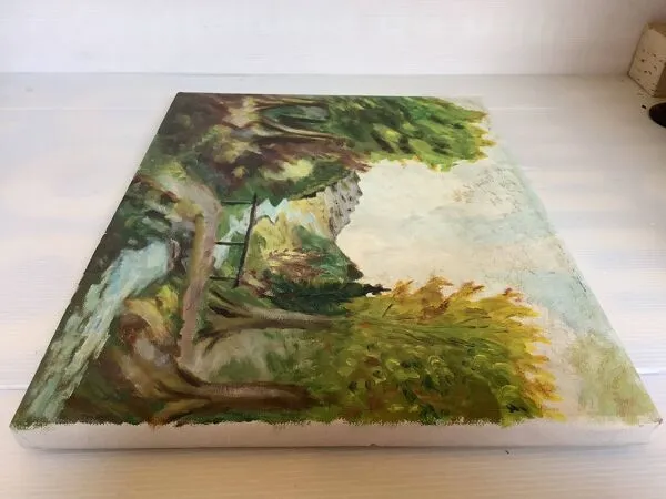 Illustration numéro 2 du produit Tableau paysage avec un petit pont huile sur toile