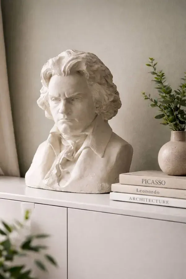 Illustration numéro 2 du produit Buste en plâtre de Beethoven signé A. Santini, 1928