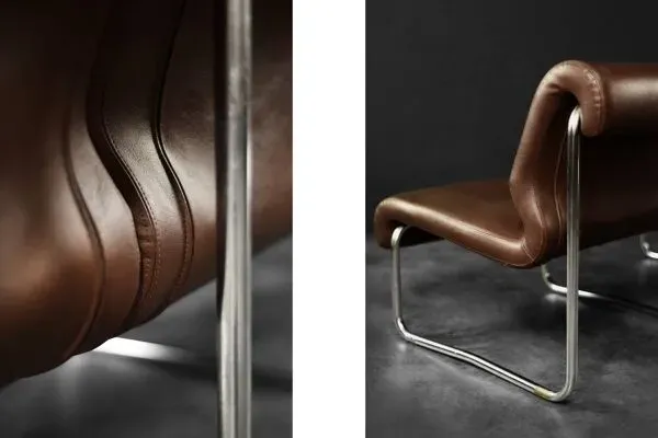 Illustration numéro 2 du produit Mid-century modern German vintage canapé lounge, 2-seater, brown steel frame.