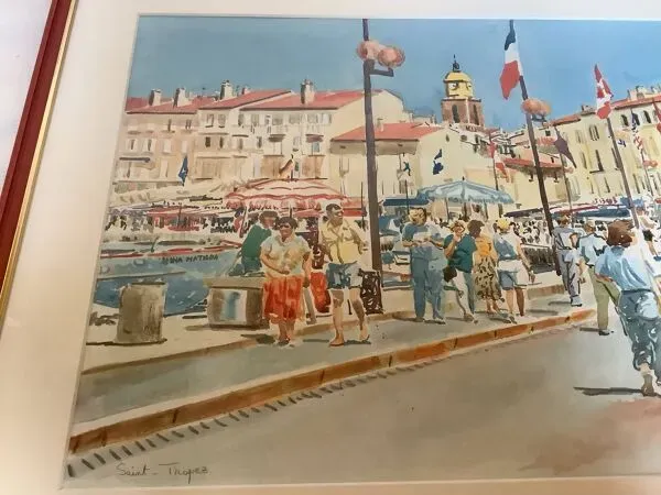 Illustration numéro 2 du produit Cadre port de saint tropez aquarelle