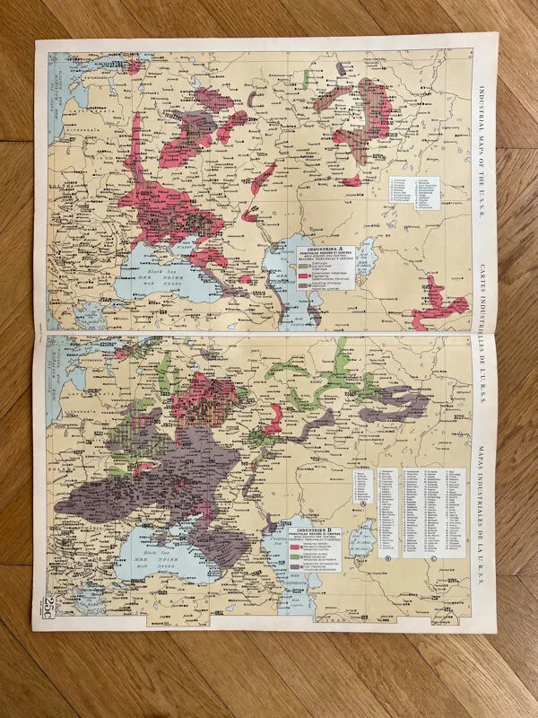 Illustration numéro 2 du produit Carte industrielle de l’U.R.S.S. — Double planche originale