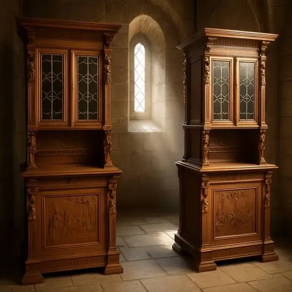 Illustration numéro 2 du produit Rare paire de buffets deux corps de style Renaissance