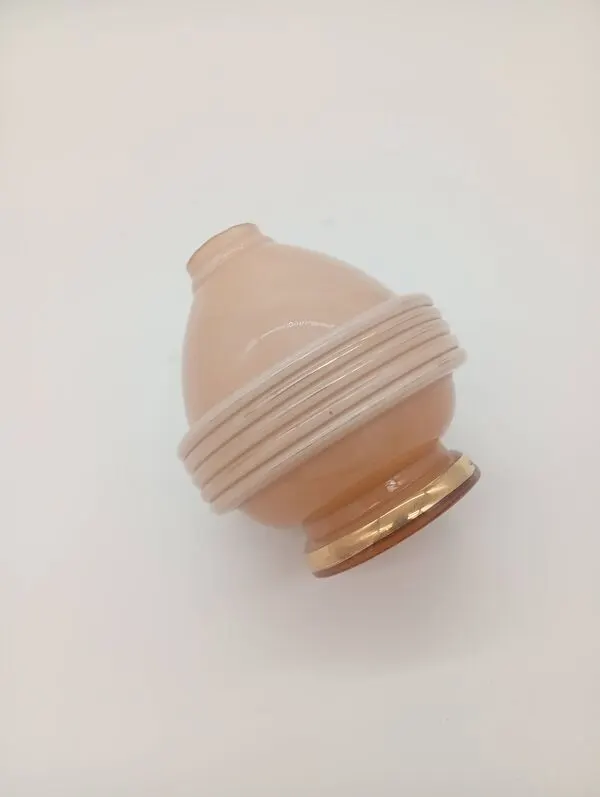 Illustration numéro 2 du produit Vase Ancien Art Déco Annelé Verre Moulé Rose Pâle France Années 1930