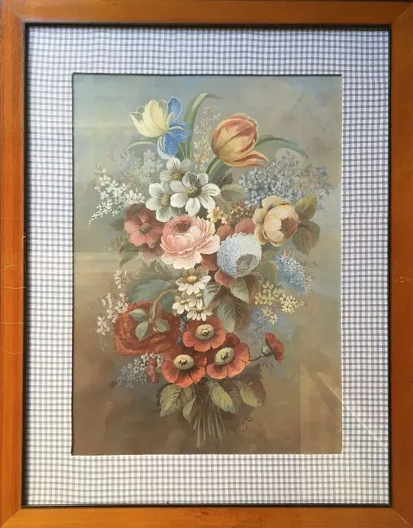 Illustration numéro 2 du produit Paire de gouaches Bouquets de fleurs XIXe