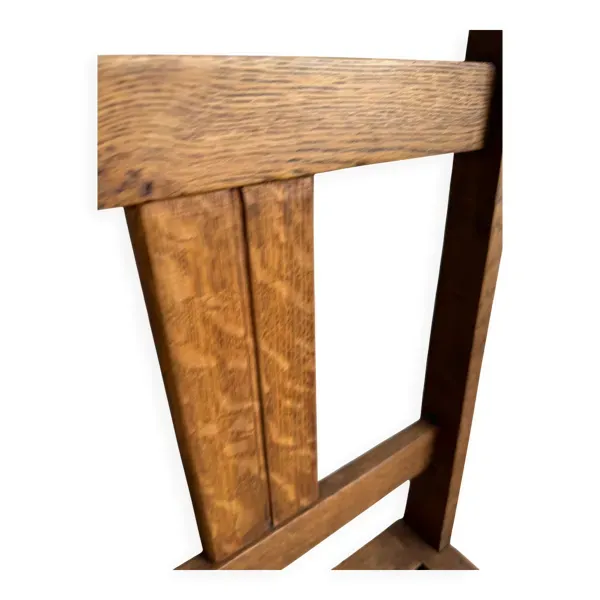 Illustration numéro 2 du produit Ensemble de 6 chaises de salle à manger Art déco de l'école d'Amsterdam, en chêne chaleureux avec revêtement beige.