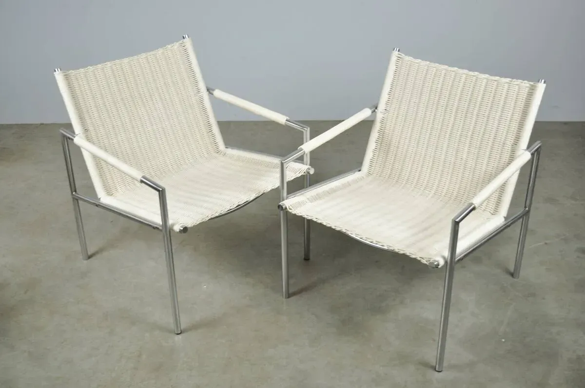 Illustration numéro 2 du produit SPECTRUM / Fauteuils vintage en rotin sz01 / Martin Visser / Pays-Bas années 1980