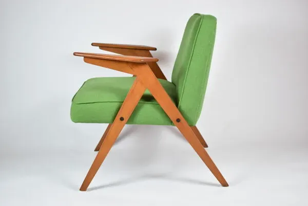 Illustration numéro 2 du produit Fauteuil bunny, restauré, tissu vert, années 1960