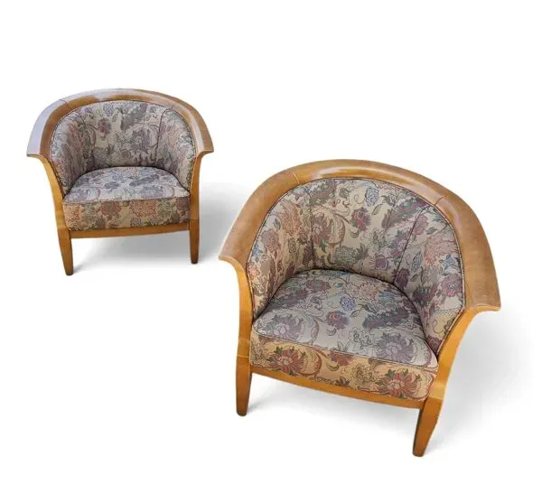Illustration numéro 2 du produit 2 x fauteuil / fauteuil club / tissu fleuri / années 1980