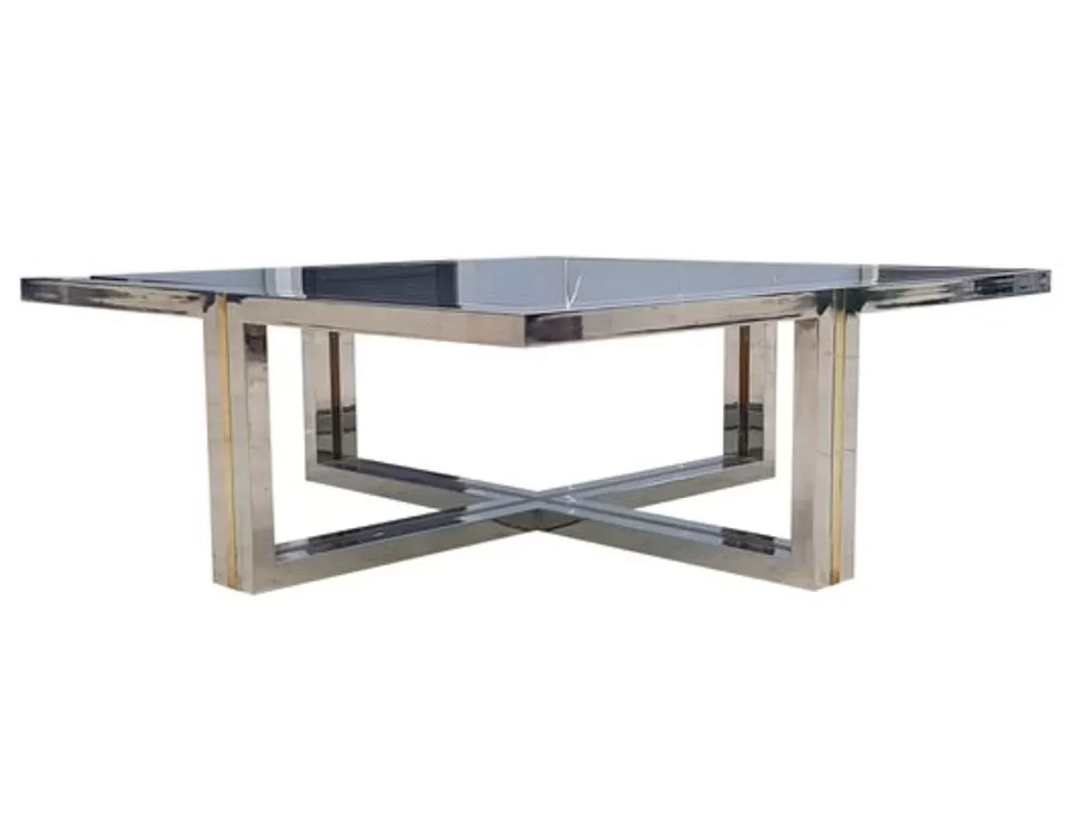 Illustration numéro 2 du produit Table basse vintage en laiton et chrome, 1970