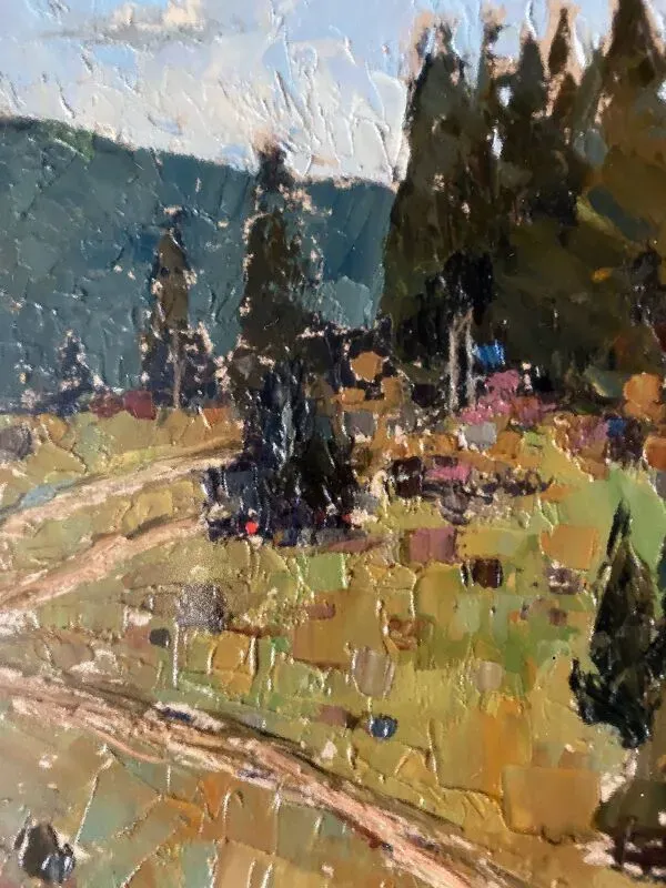 Illustration numéro 2 du produit Tableau hsp ''la prairie arborée'' école ukrainienne xx signé + cadre