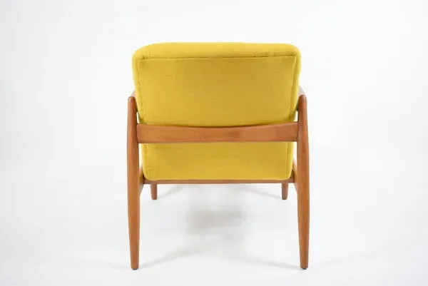 Illustration numéro 2 du produit Fauteuil vintage design E.Homa, années 1960, entièrement restauré, tissu jaune