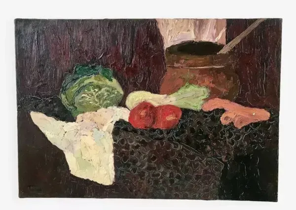 Illustration numéro 2 du produit Tableau huile sur toile nature morte fruits 1950