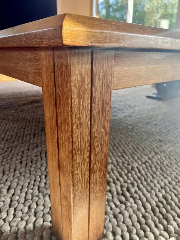 Illustration numéro 2 du produit Grande table basse artisanale en bois exotique + gigogne