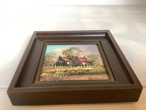 Illustration numéro 2 du produit Petit tableau paysage de printemps huile sur isorel signée