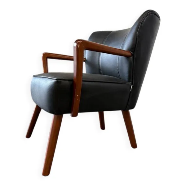 Illustration numéro 2 du produit Fauteuil cocktail vintage noir avec accoudoirs