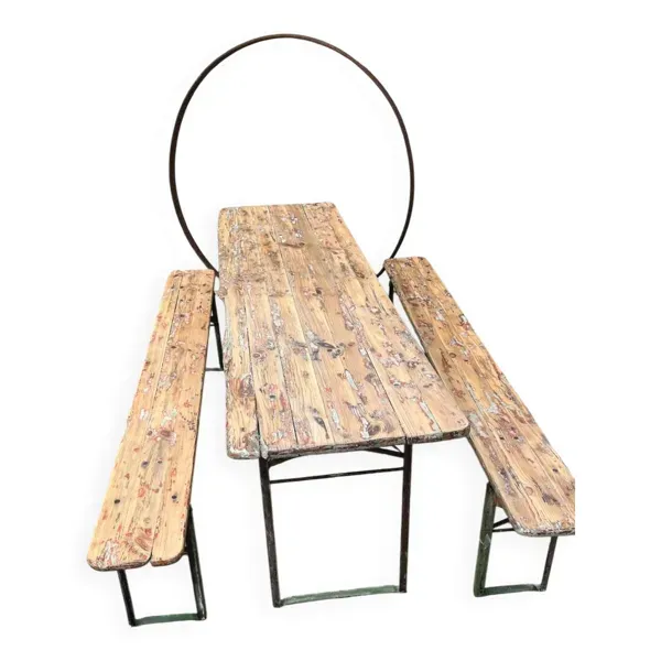 Illustration numéro 2 du produit Table guinguette et ses 2 bancs