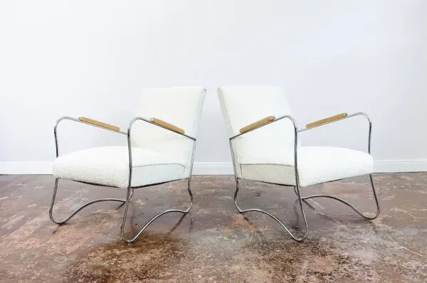 Illustration numéro 2 du produit Chaises de style Bauhaus, années 1950, Pologne, ensemble de 2