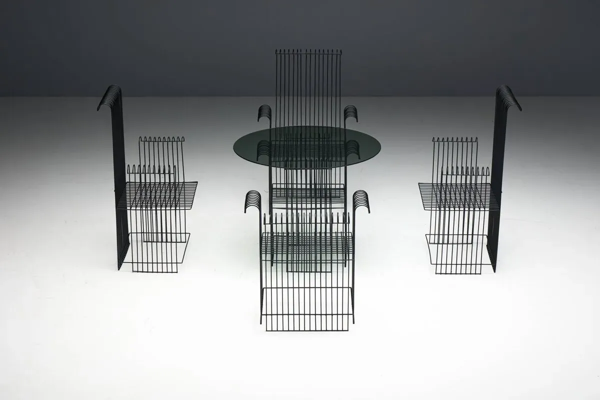 Illustration numéro 2 du produit Salon de jardin moderniste en fil métallique, France, années 1970