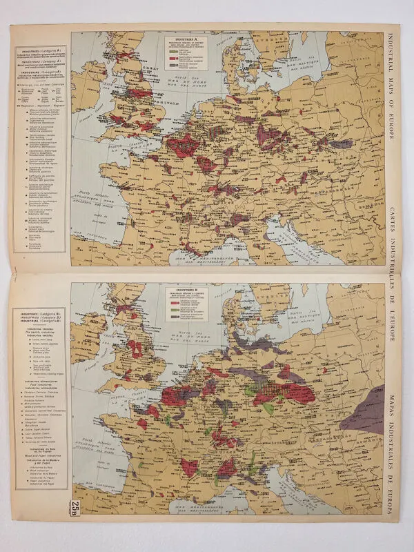 Illustration numéro 2 du produit Cartes industrielles de l’Europe — Double planche originale