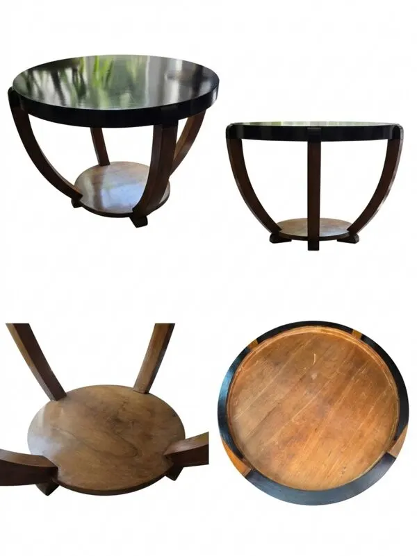 Illustration numéro 2 du produit Grand guéridon / Table basse Art Déco à pieds sabres (1930) – Laque no