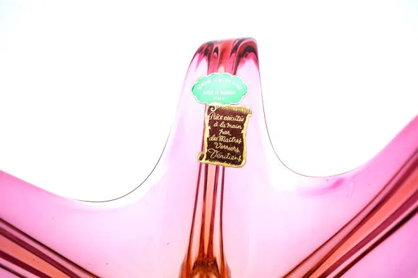 Illustration numéro 2 du produit Coupe ''Starfish'' de Murano – Rose Fuchsia & Ambre – Circa 1960