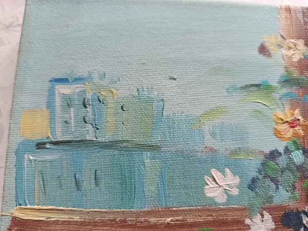 Illustration numéro 2 du produit Hst nature morte signé helman xx : bouquet fleurs vase fruits panier fenêtr