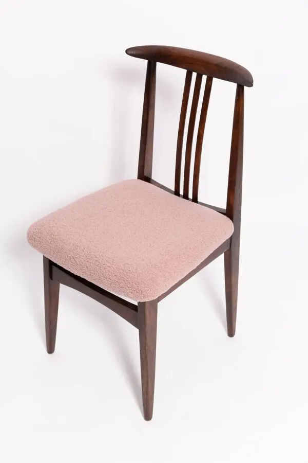 Illustration numéro 2 du produit Chaise en hêtre Mid-Century Rose Pâle Bouclé, Bois de Noyer, par M. Zielinski, Europe, années 1960