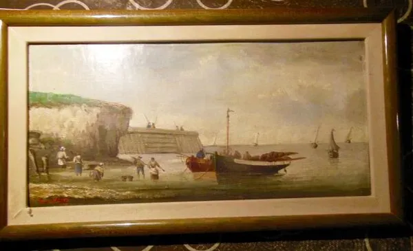 Illustration numéro 2 du produit Huile sur toile marouflée ecole bretonne A. Hervé