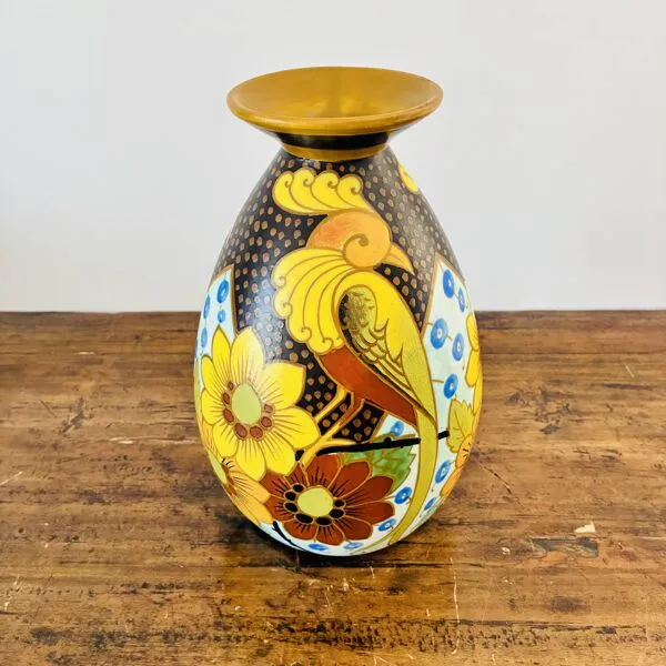 Illustration numéro 2 du produit Vase Art Déco Charles Catteau Boch Frères  Décor 945 Oiseau de Paradis