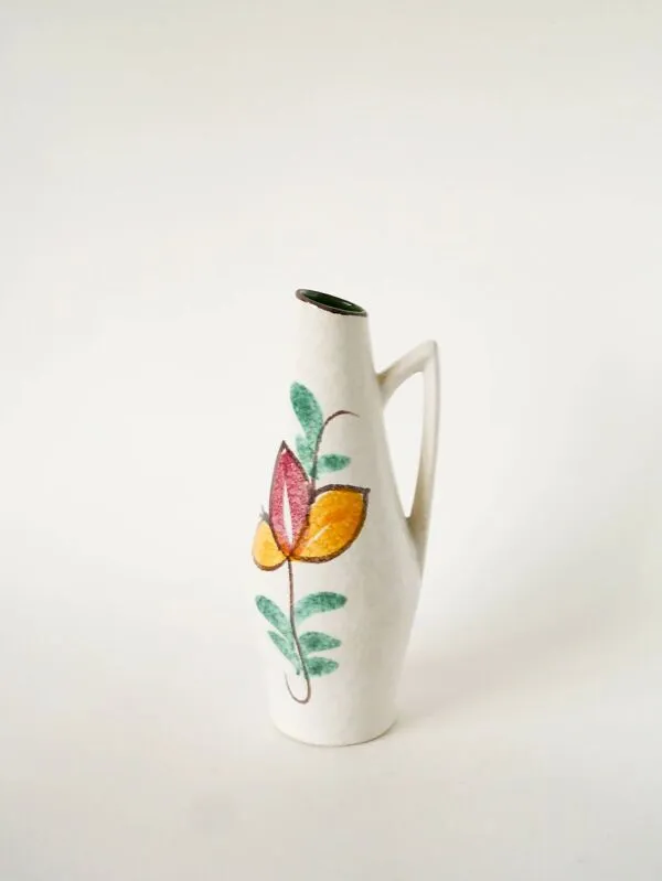 Illustration numéro 2 du produit Vase en céramique, motifs à fleurs, fabriqué en Allemagne, 1970