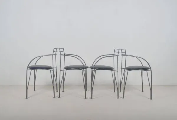 Illustration numéro 2 du produit 4 Chaises 'Lune d'Argent' dessinées par Pascal Mourgue pour Fermob, 1985