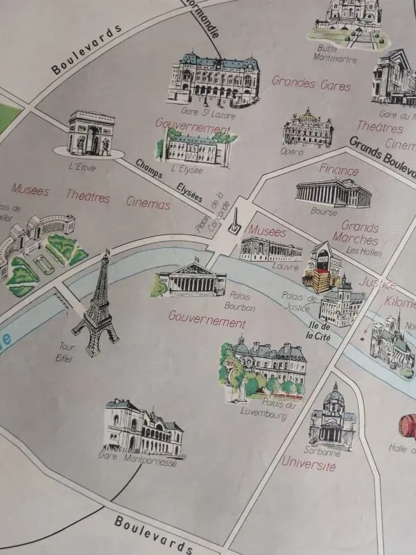 Illustration numéro 2 du produit Carte scolaire vintage mdi France Paris Région parisienne