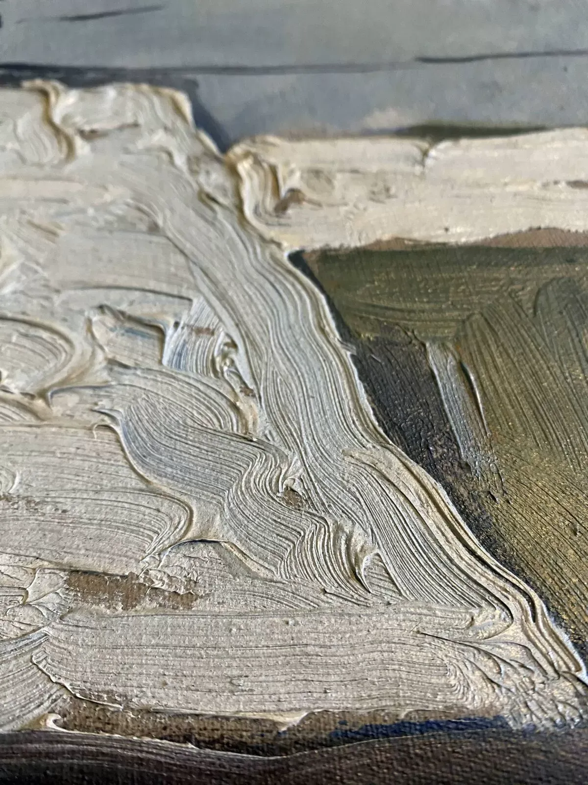 Illustration numéro 2 du produit Tableau HST ''Toits enneigés'' par Marcel GAULT (1899-1989) peintre Franc-Comtois